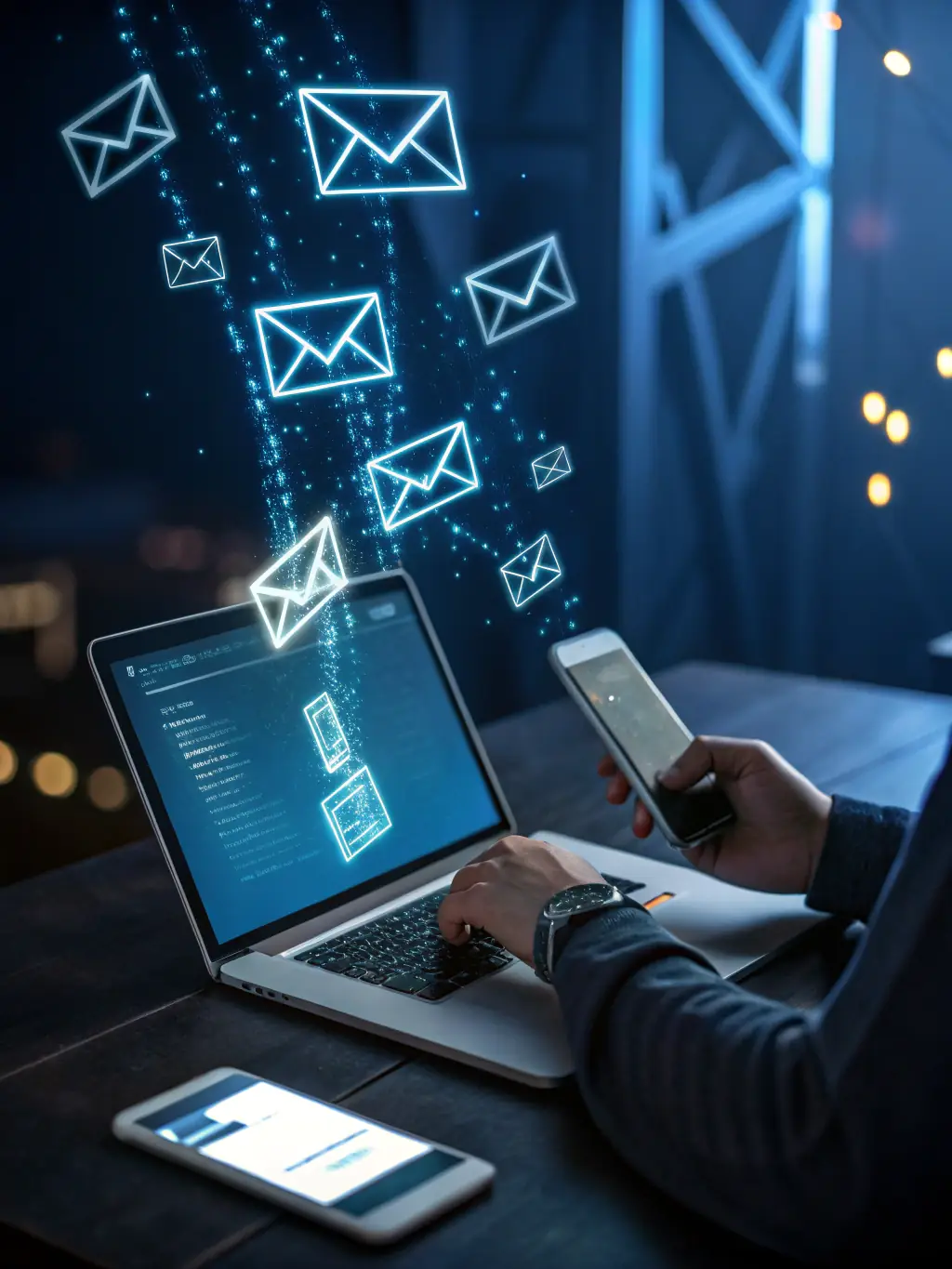 A screenshot of the AI Sales Engine's automated email sequencing feature, showing a series of personalized emails being sent to a prospect with dynamic content insertion.