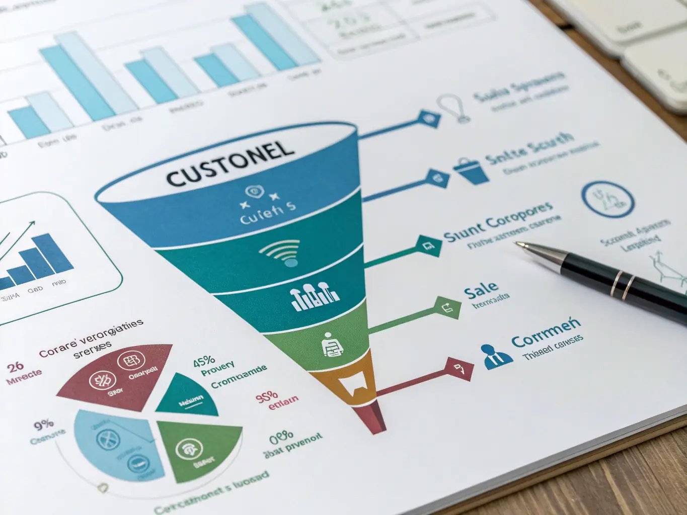 A visual representation of a sales pipeline with AI-driven insights highlighting key opportunities and potential bottlenecks, demonstrating how the platform helps improve pipeline management and forecasting.