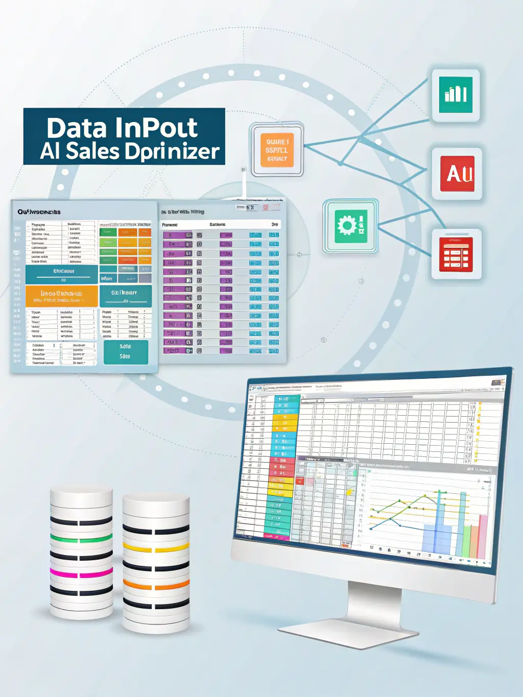 A detailed architectural diagram of the AI Sales Engine platform, showcasing the different layers and components, including data ingestion, AI models, automation engine, and integrations with CRM and other sales tools. The diagram should be clean and professional, with clear labels and annotations.
