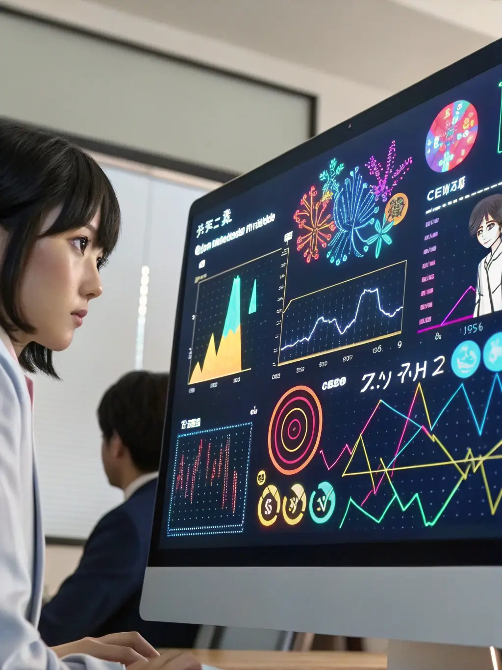 A digital illustration depicting AI algorithms identifying and prioritizing high-potential leads from various online sources, emphasizing the platform's AI-driven prospecting capabilities.